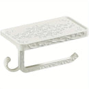 Antique Brass Toilet Paper Holder with Shelf, Aluminum Wall Mount Toilet Tissue Holder with Cell Phone Storage and Hook