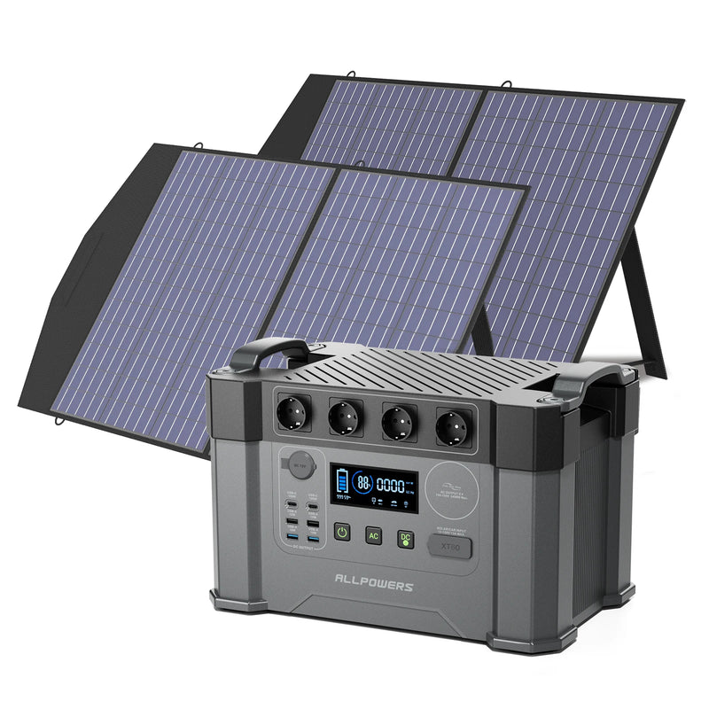 ALLPOWERS S2000 Pro Outdoor Generator 2400W MPPT Portable Power Station with 4X100W  Folable Solar Panels for RV Camping, Home