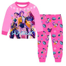 2pcs Movie K-pops Demons Hunters Kawaii Pajamas Set Girl Cosplay Nightwears Anime Long Sleeve tops+Pants Fans Halloween Gift