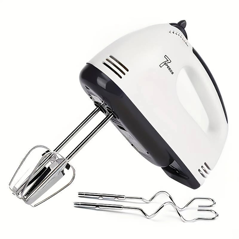 SaengQ Handheld Electric Egg Beater, Household Automatic Mixer, Egg White and Cream Beater, Mini 7-speed White