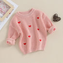 2023-10-12 Lioraitiin 0-18M Baby Mädchen Strickpullover mit Liebesherz-Stickerei Sweatshirt Pullover Tops Kleinkind Valentinstag Kleidung