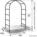 7.9FT Garden Arch Trellis Arched Balloon Climbing Plant Metal Tubular Archway