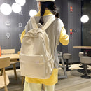 New Cotton Cloth Women Backpack Female Travel Rucksack Schoolbag for Teenage Girls Solid Color College Students Bookbag Mochilas