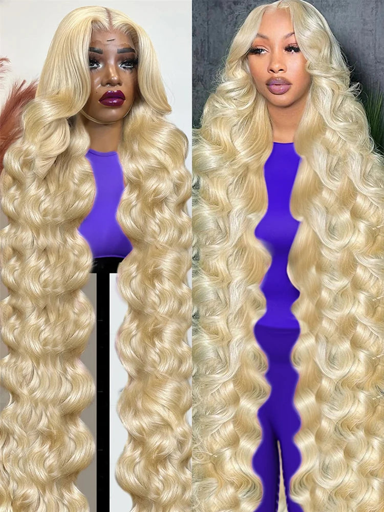 250 Density 36 40 Inch Water Wavy 13x6 Hd Lace Frontal Wig Body Wave 613 Honey Blonde 13x4 Lace Front Human Hair Wigs For Women