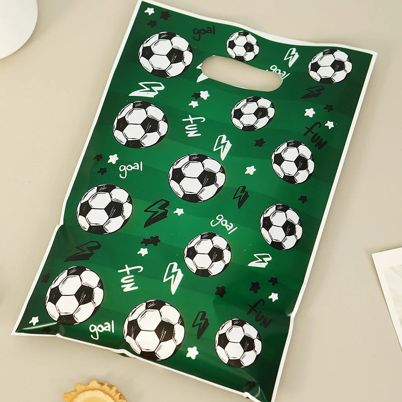 10pcs Green Soccer Pattern Gift Bag, Candy Tote Bags, Multi-Purpose Gift Wrapping Supplies Goody Bag,Birthday Party Decor