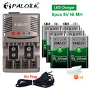 PALO 6F22 9V Ni-MH Akku 9 V 300mAh Batterien 9 Volt geringe Selbstentladung 9 Volt Batterie mit Smart Charger