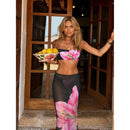 3 Pcs Swimwear Blue Bikini Swimsuit with Skirt Halter Swimwear Women Brazilian Bikini Bathing Suit A Line Skirt Summer Female