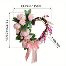 Heart Shaped Peony Wreath, 13.77in Spring Wreath, Artificial Flower Wreath for Valentine's Day, Anniversary, Photography