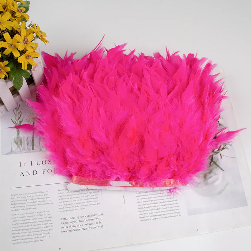 1 Meter Natural Turkey Feathers Trims 10-15cm for Sewing Ribbon Clothing Fringe Plumes Decoration DIY Crafts Wedding Party Dress