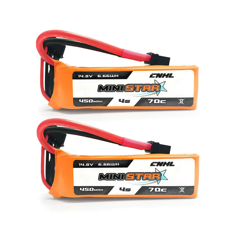 2PCS CNHL Lipo Battery 4S 14.8V 450mAh 70C MiniStar With XT30U Plug For Mini Quad RC FPV Airplane Quadcopter Drone Racing Hobby