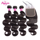 Human Hair Bundles With 5x5 Closure Brazilian Body Wave Bundles With Closure 4x4 Human Hair Weave Extensions 3/4 Bundles Remy
