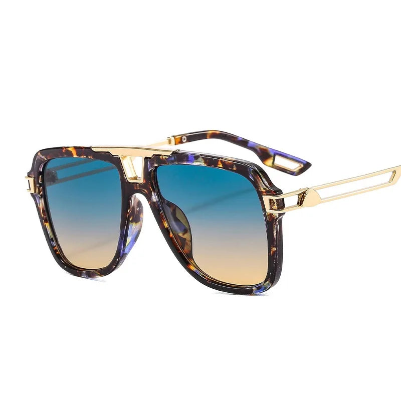 D&T 2022 New Fashion Square Sunglasses Women Men Gradients Lens Alloy Metal Frame Luxury Brand Designer Shield Sun Glasses UV400