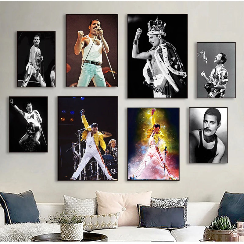 Freddie Mercury Bohemian Rock Music Star Posters And Prints Canvas Painting Wall Art Pictures Decorative Home Decor Cuadros