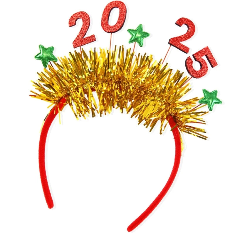 New Year Sequins 2025 Letter Hair Hoop Festival Women Makeup Headband for Photography Christmas Party Hair Accessories