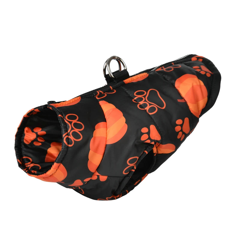 Halloween Pet Dog Costume Winter Warm Clothes For Small Medium Dogs Cat Funny Pumpkin Print Jacket Puppy Vest Coat Festival Gift