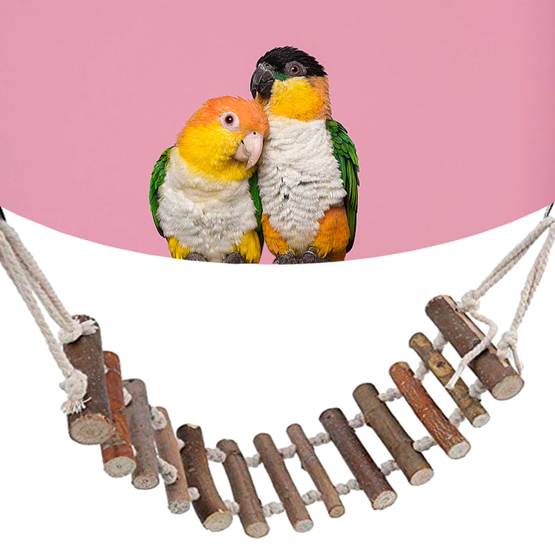 Wooden Parrot Hamster Climbing Ladder Bird Perch Stand Toys for Pet Bird Cage Accessories Parrot Climbing Rope