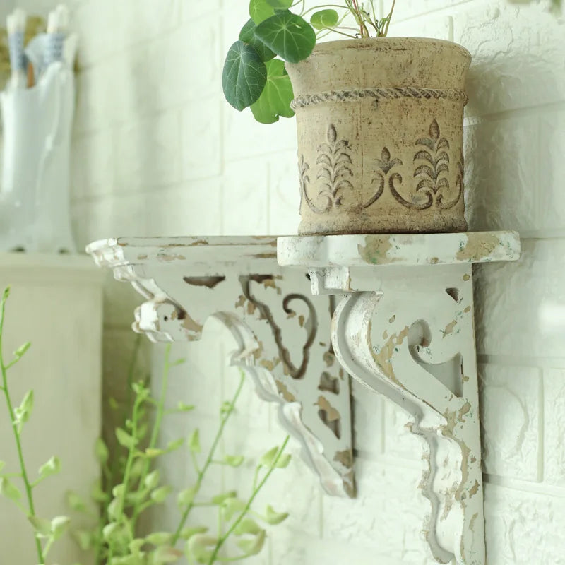 2pcs Shelf Wall Wooden Wall Mounted Support Shelf Plant Supplies Placed Flower Pot Rack On The Top Rural Farmhouse Decorations