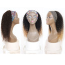Black curly Hair Headband Wigs 18 Inches Ombre Brown Afro Kinky Curly Hair for Afro Women Soku Glueless Wig 150% Density