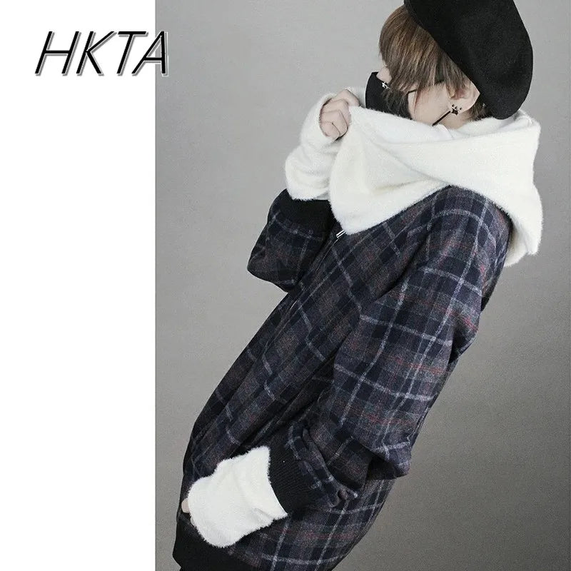 Japanese Harajuku Embroidery New Plush Dark Series Hat Student Boys and Girls Cat Ears Hats Scarf Winter Hat Y2K Halloween Cap