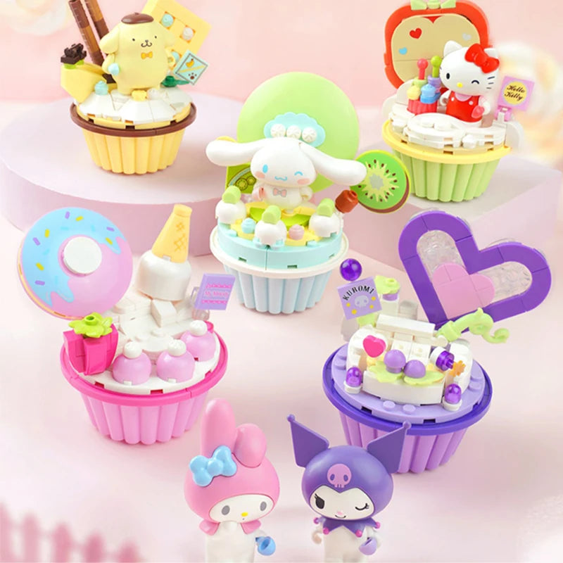 Original Keeppley Sanrio Kuromi My Melody Building Block Hellokitty Cartoon Cake Series Assembly Toys Cinnamoroll Boy Girls Gift