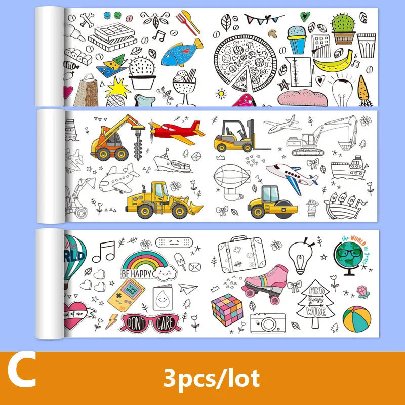 90cm Animal Canvas Children's Drawing Roll DIY Coloring Paper Roll Color Filling Graffiti Paper-cut Painting Educational School