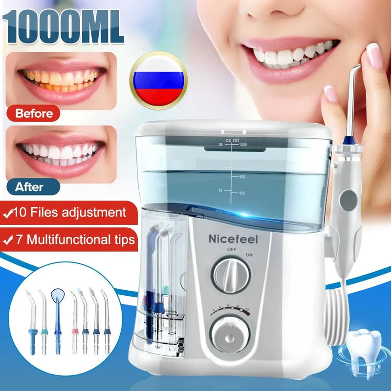 Dental Floss 1000ml Big Water Tank Water Flosser Waterproof Dental Oral Irrigator Portable WaterFlosser Teeth Cleaner Oral Care