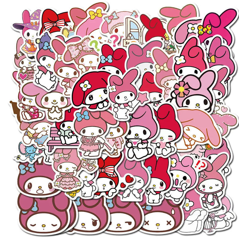 50pcs Sanrio Sticker Pack Hello Kitty Kuromi My Melody Pompom Purin Cinnamoroll Waterproof Phone Case Cute Anime Stickers