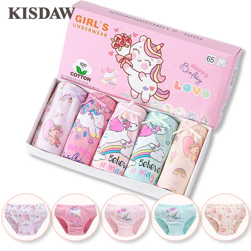 5 Packs/Box Children Underwear Girls Panties Cotton Comfortable Toddlers Kids Triangle Underpants Breathable Briefs For Girls