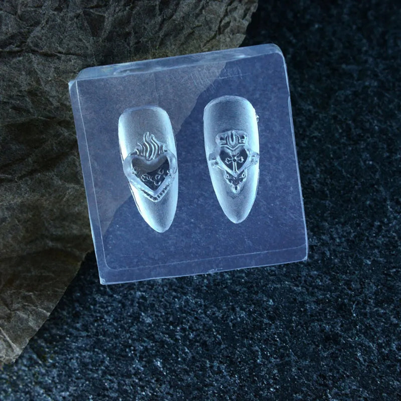 1Pc Cream Skirt Lace Heart  3D Acrylic Mold Nail Art Decorations  DIY Design Silicone Decorated  Nail Art Templates Nails  Mold