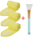 3 Stück Verstellbares Stirnband mit 1 Maskenpinsel Yoga Spa Bad Dusche Make-up Gesichtsreinigung Kosmetik-Stirnband Make-up Zubehör