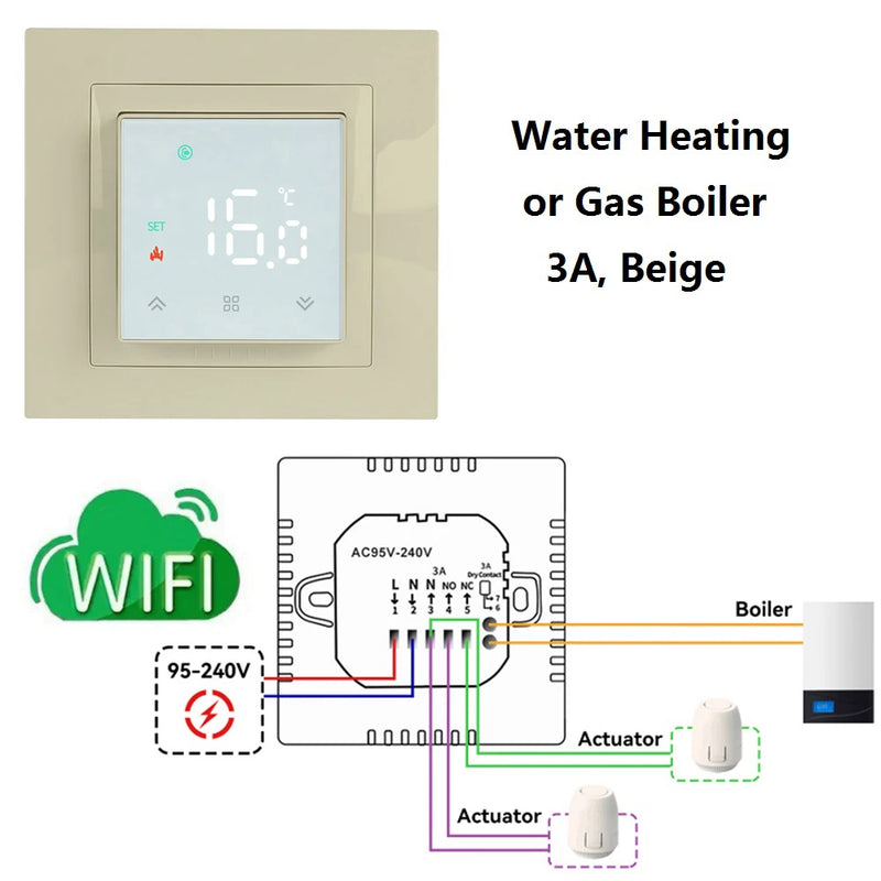 Smart WIFI MK08 Thermostat Remote Temperature Controller 3A 16A for Water/Electric Floor/Gas Boiler 1PC