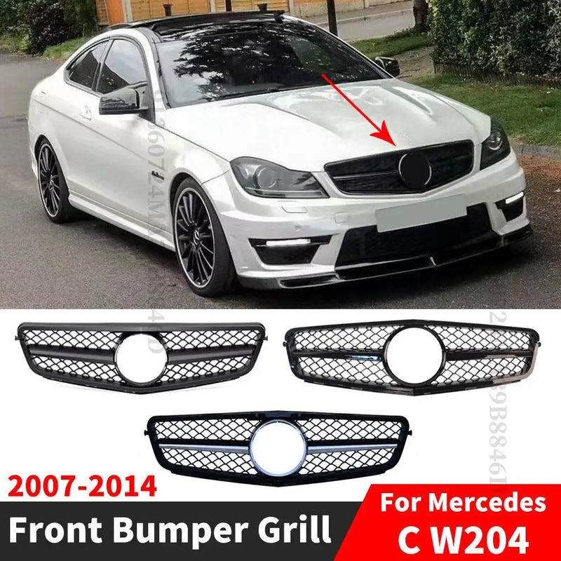 Perfect Match Front Hood Bumper Grille Racing Grill For Mercedes Benz C W204 C43 2007-2014 AMG Style Facelift Tuning Accessories