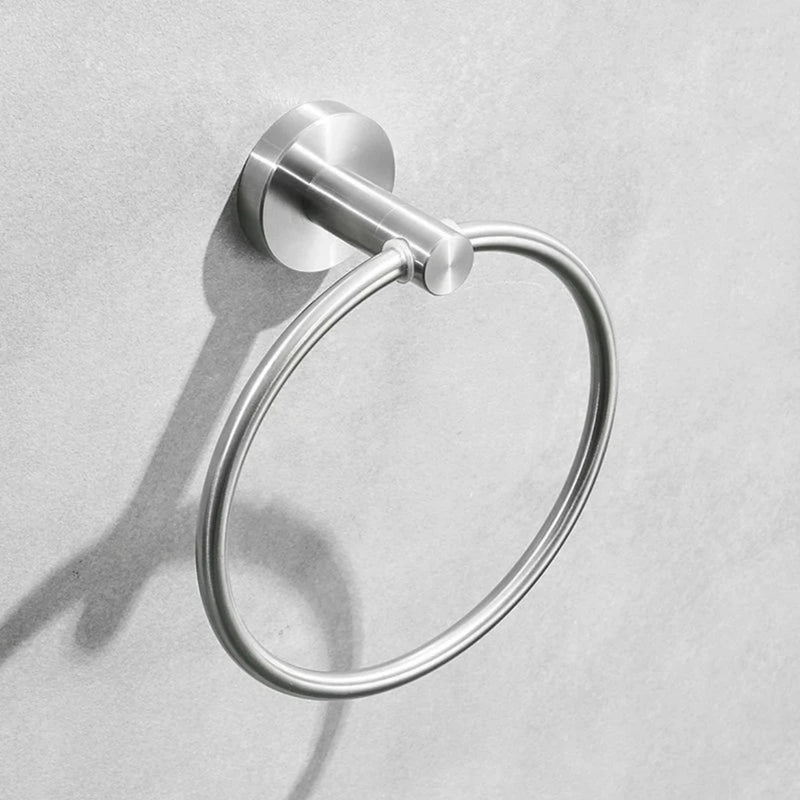 Towel Ring Black/Brushed Gold Stainless Steel Wall Hanging Drill Hole Towel Storage Rack Bathroom Accessories Round Towel Holder