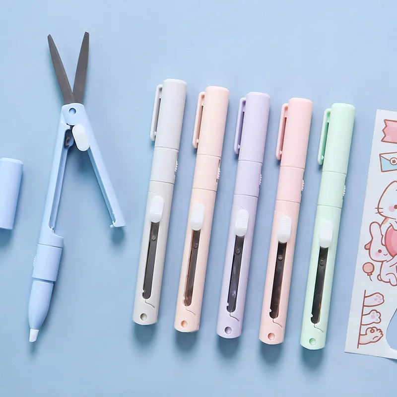 2 In 1 Morandi Multifunction Utility Knife Paper Cutter Cutting Paper Scissors DIY Ceramic Blade Pen Knife School Supplies