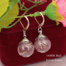 2 Paare 16MM Glaskugel Löwenzahn Samen Ohrringe Öko Ohrring Botanischer Schmuck Natur Echte getrocknete Blumen Ohrhänger für Frauen
