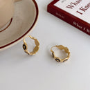 French Vintage Creative Geometric Circle Earrings for Women Gifts Punk Lion Head Black Dropping Oil Personalized Fashion Earring