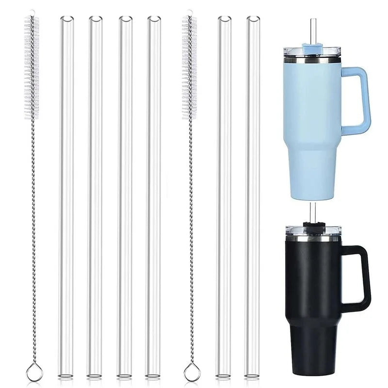 Replacement Straw Compatible with Stanley 20 Oz 30 Oz 40 Oz Cup Tumbler, 6 Pack Reusable Straws with Cleaning Brush