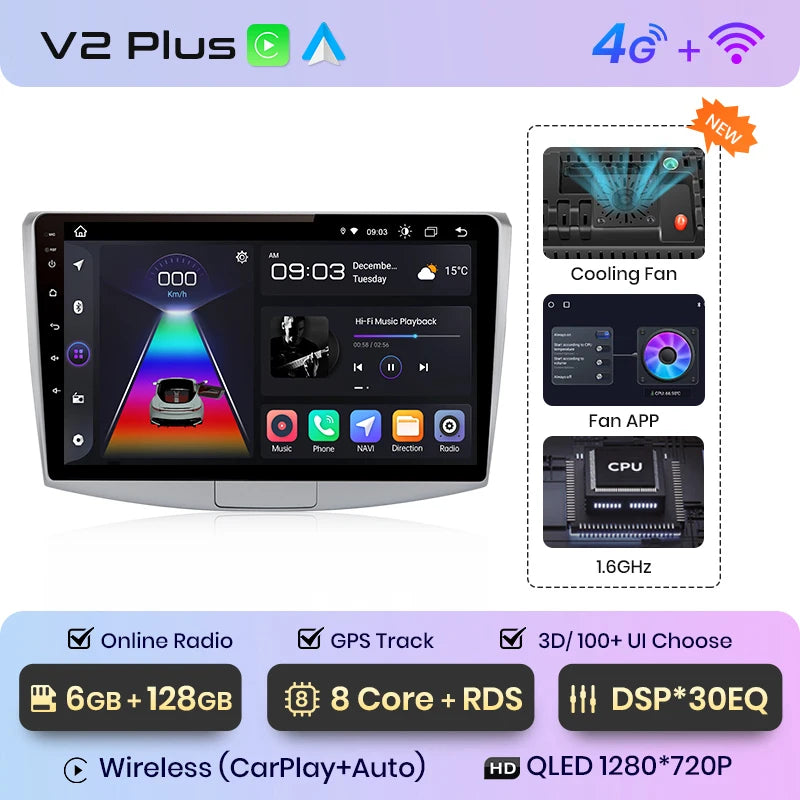 Junsun V1 AI Voice Wireless CarPlay Android Auto Radio for VW Passat B6 B7 CC 2010 - 2015 4G Car Multimedia GPS 2din autoradio