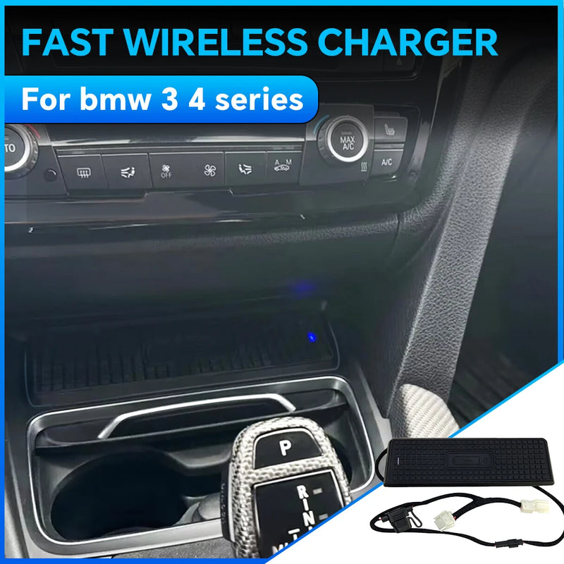 Car Center console wireless charger for BMW 3 4 series F30 F31 F33 F35 F34 F32 F36 M4 F82 phone holder charging pad fast charge