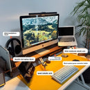 H20 North American Black Walnut Laptop Stand Modular Sliding Monitor Riser Ergonomic Desk Organizer for Computer & Notebook Base