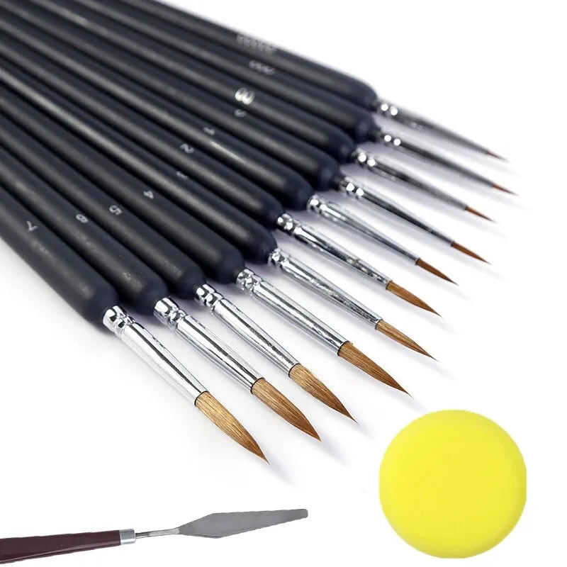 12 Pcs Detail Paint Brush Spatula Palette Knife Set Professional Miniature Paint Brushes Micro Fine Art Painting Brush