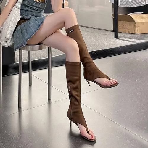 The Solstice Heel | Suede High-Heel Sandals with Side-Zip Entry — Summer Statement