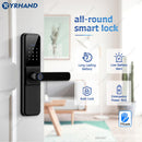 YRHAND Tuya WiFi-App-Entriegelung, biometrisches elektronisches wasserdichtes Fingerabdruck-IC-Karten-Smart-Türschloss für Zuhause