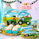 Tractor Birthday Party Supplies,66 pcs Decorations Tableware Pack-Tractor Plates and Napkins Cups Tablecloth&Banner etc