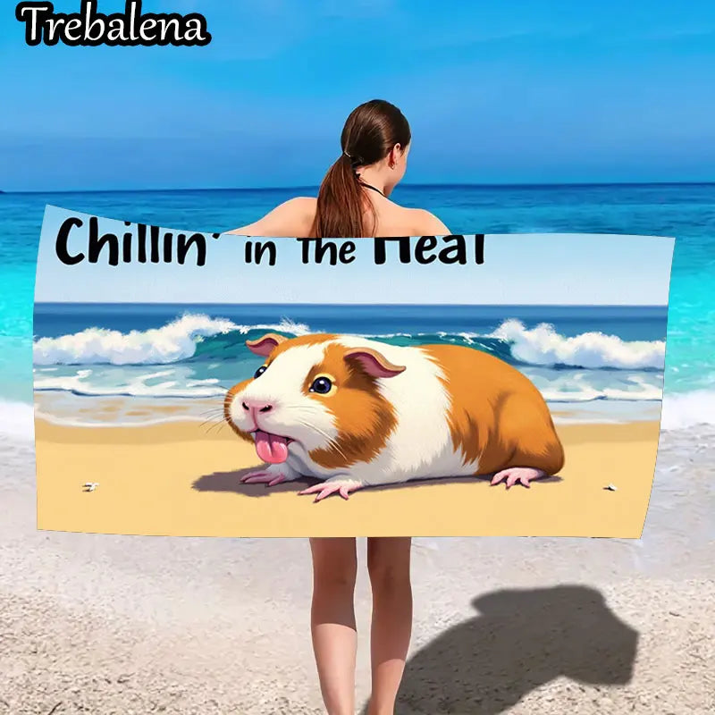 30*60inch Ultra-Soft Beach Towel with Beach Fun Guinea Pig Chillin in The Heat Towel