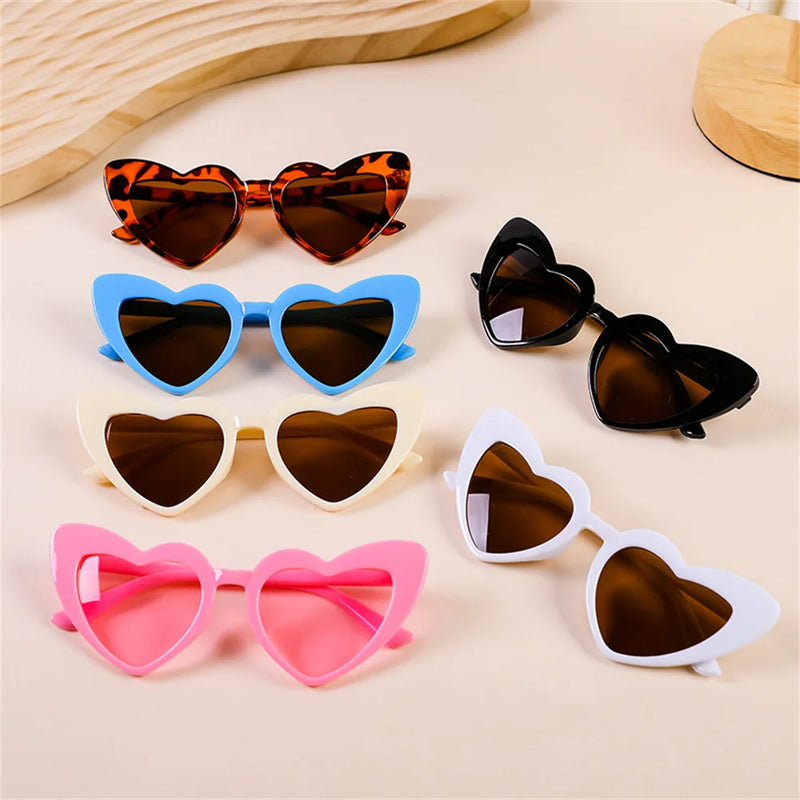 Fashion Heart Shap Cute Kids Sunglasses Big Frame Glitter Pink Summer Sun Shades Glasses Outdoor Eyeglasses UV400 Trend Eyewear