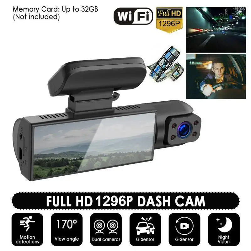 Car WIFI Driving Recorder Camera Auto 2 Channel Dashs Cam Front Inside 1080P Dual Lens Parking Monitoring G-Sensor HD Dashcam