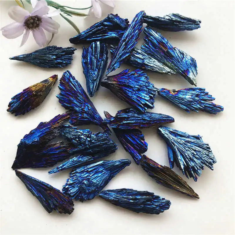 5-10g Raw Natural Rainbow Kyanite Titanium Quartz Crystal Cluster VUG Peacock Feather Mineral Specimen Healing Stone Home Decor