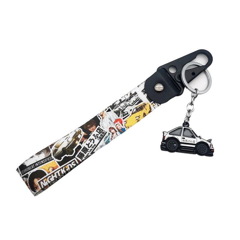 Initial D AE86 mental keyring Wrist strap keychain JDM Style Key Holder For Honda Toyota Mazda Mitsubishi