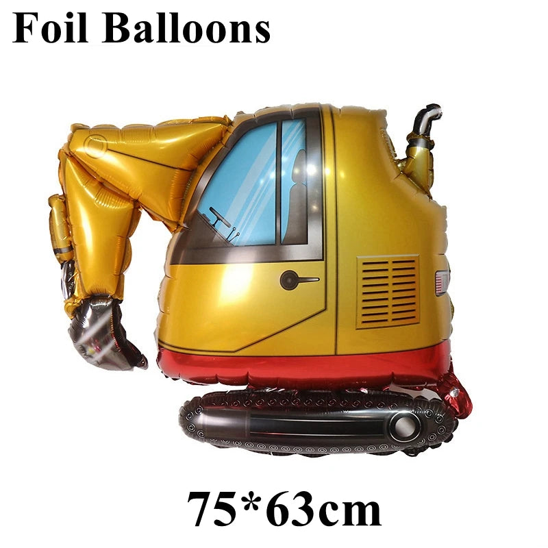 Excavator Crane Tractor Birthday Cake Topper Construction Party Cake Decor Kids Boy 1st Baby Shower One Year Happy Birthday Cake